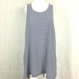 Zelos‎ Shirt Women XL Navy Blue White Striped Stretch Knit Racerback Athletic